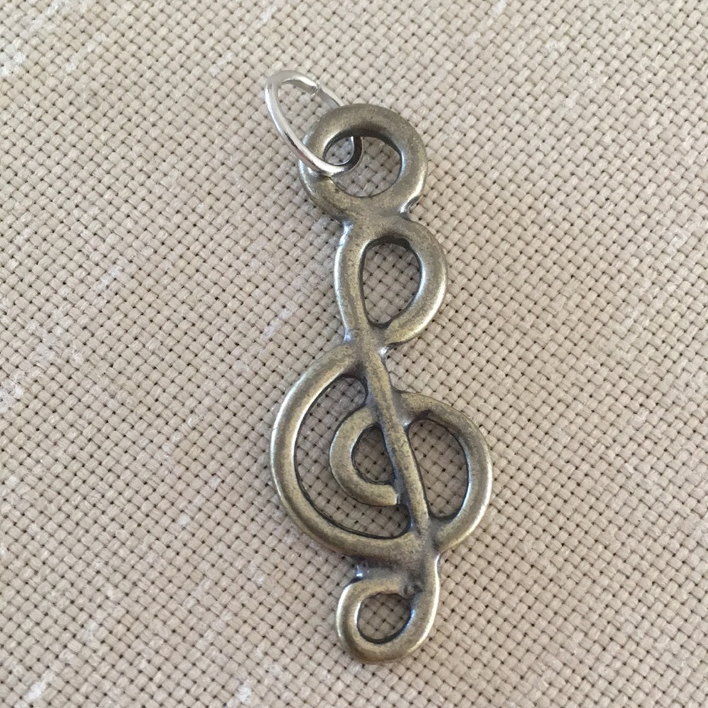 Treble Clef Pendant Brass Toned